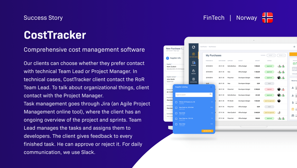 Customer's Story - Cost Tracker FinTech web app